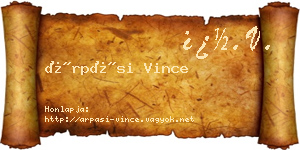 Árpási Vince névjegykártya