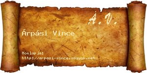 Árpási Vince névjegykártya